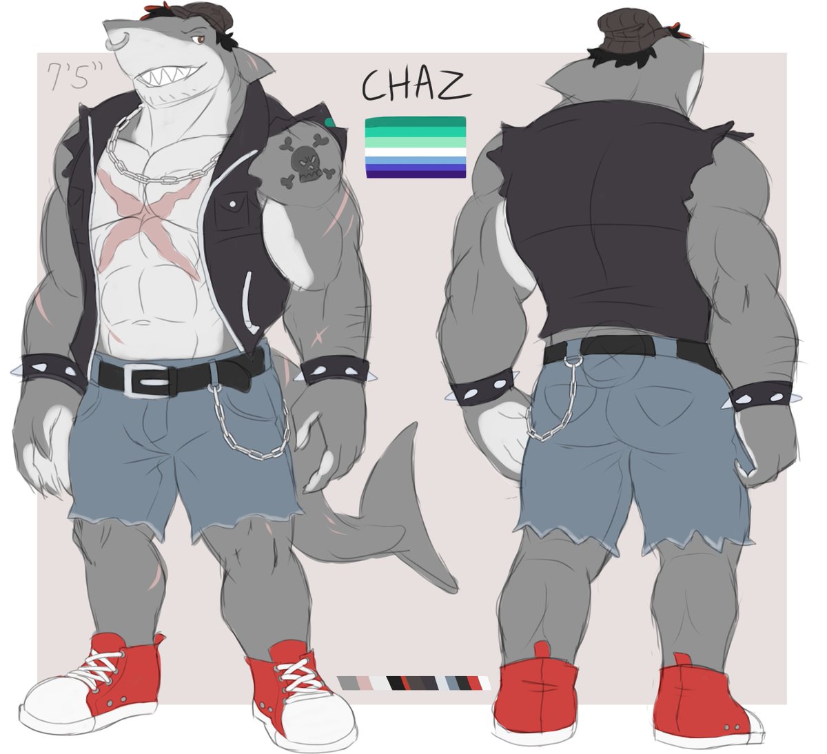 Ref sheet finally done, Like you to meet Chaz!

(i will do his info later)