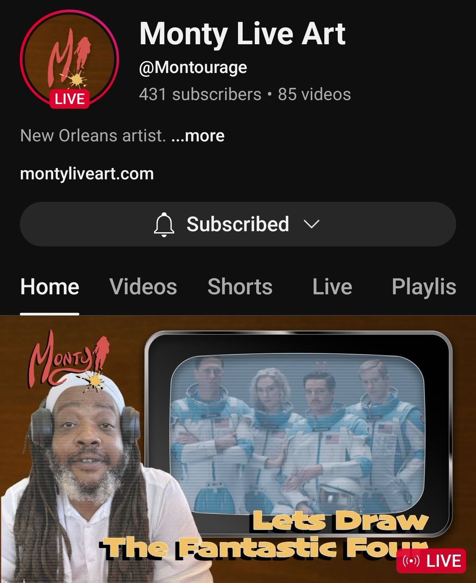 Monty the <a href="/stikkmann/">Monty!</a> is LIVE RIGHT NOW on his YouTube art channel, drawing the #FantasticFour so tune in now! 

youtube.com/live/kkjisLSXs…