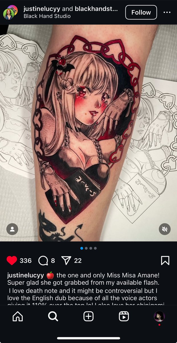 deathnotegoat's tweet image. Love this Misa tat 😭