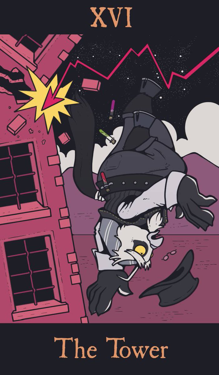 Thrilled to get a chance to be a part of a tarot card series by the amazing <a href="/NachoJukumari/">Nacho Jukumari 🇨🇴</a>!

It was a good opportunity to revisit my old friend, Graeme, and with a card that has special meaning to me right now.

After destruction comes rebuilding.