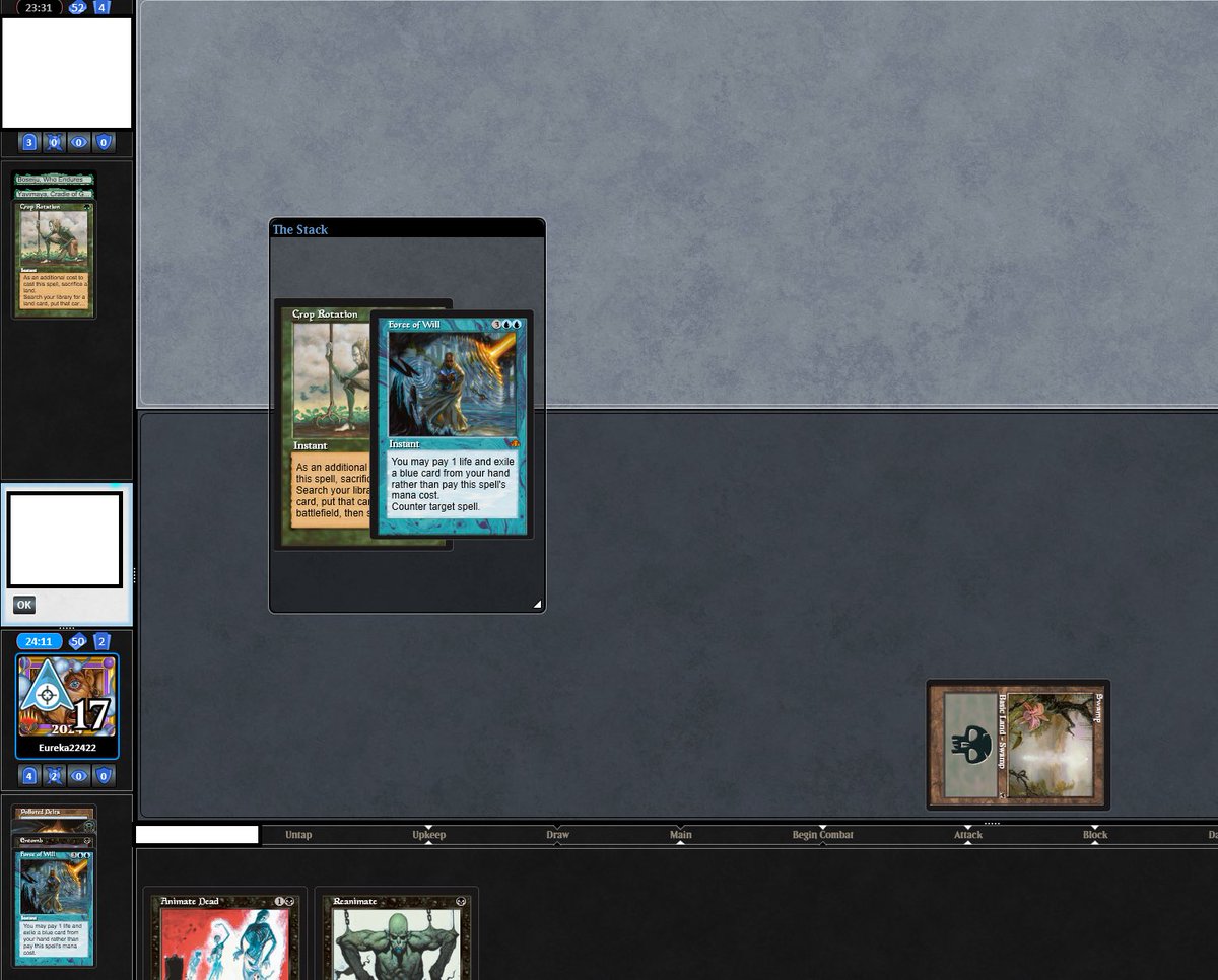 Eureka22422_MTG's tweet image. Double crop rot for Bog meets t1 entomb t2 reanimate + double force. Very balanced deck. 😂