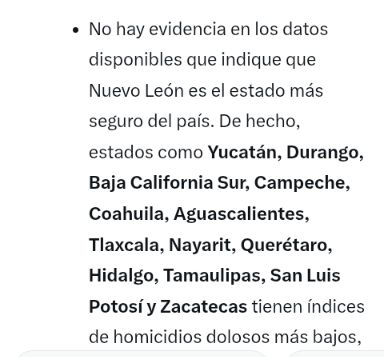 revistacodigo21's tweet image. Falso.
Samuel García dice que Nuevo León es estado más seguro.
-Según @Grok hay 13 estados con mejor seguridad.
-Segundo hallazgo de restos humanos mutilados en Pesquería.
-Ejecutados y asaltos por doquier como en Bodega Aurrerá Guadalupe, donde empleada se desmayó y en García.