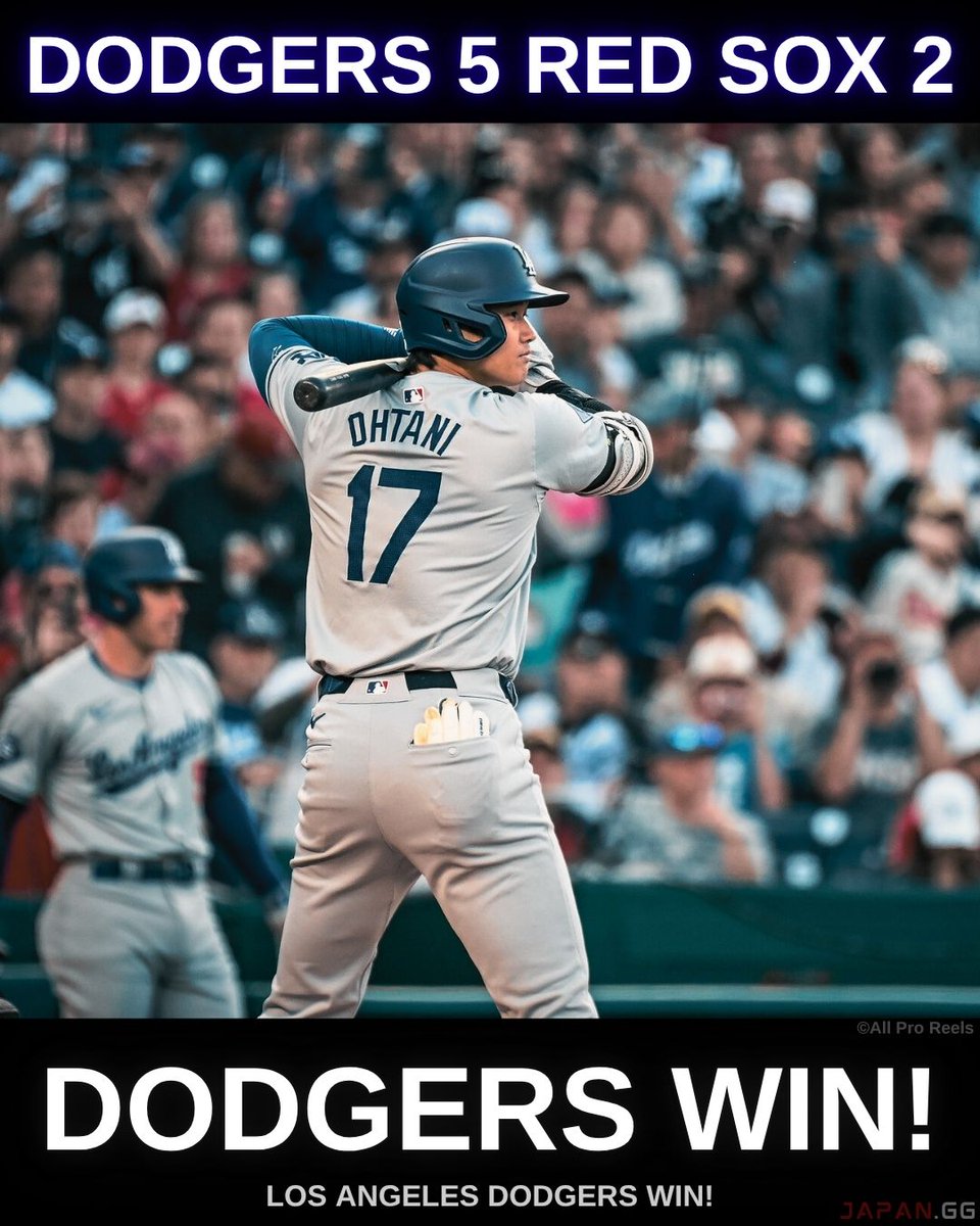 JapanggX's tweet image. DODGERS WIN! 🥶
Dodgers 5, Red Sox 2
#LetsGoDodgers #大谷翔平 ⚾