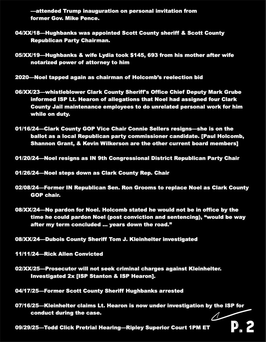 theCatTastrophy's tweet image. Timeline by Design—Doug Carter's pre-departure take down of Sheriff Jamey Noel
—washing his hands of any fund misappropriation scienter, opening up county Republican Party Chair seats in the process.
In 2016, Governor Holcomb reappointed Carter as Superintendent, and Noel led…
