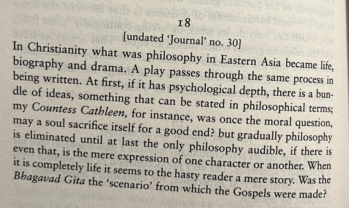 AmitMajmudar's tweet image. Yeats speculates on the relationship between the Gita and the Gospels: