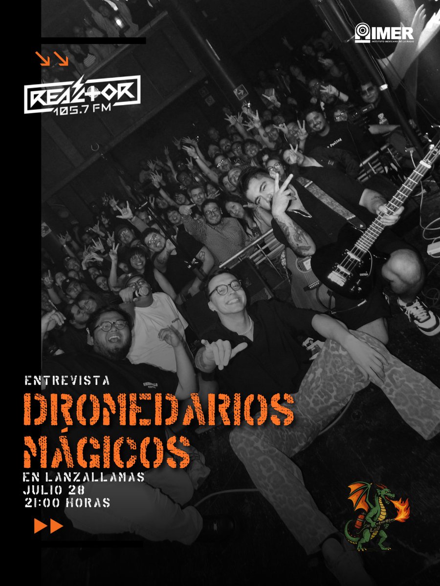 Reactor105's tweet image. #Entrevista 🎙️Dromedarios Mágicos en #Lanzallamas105 este lunes 28 de julio a las 9 pm