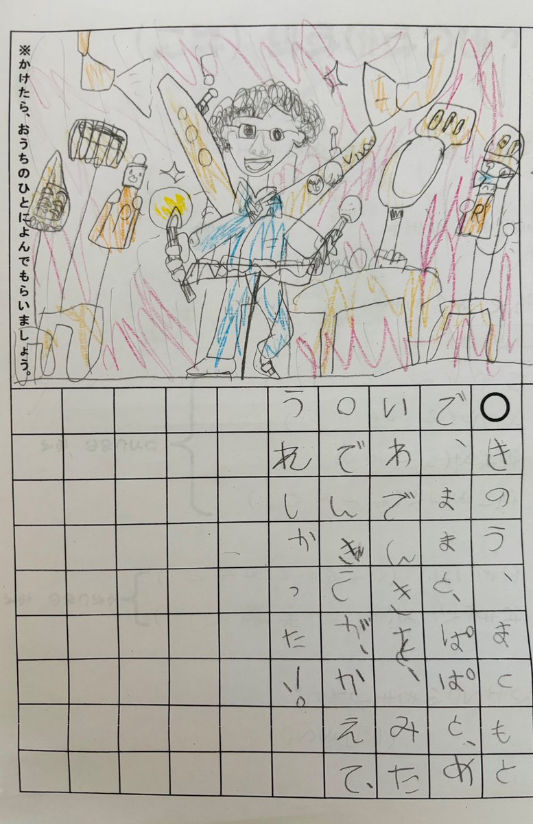 見せていいよって許可もらいました。子どもの絵日記です。
#明和電機 #UMEツアー2025 