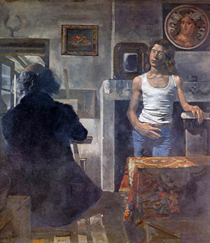 Tsaroychis's tweet image. Self portrait of painter with his model wikiart.org/en/yiannis-tsa…
