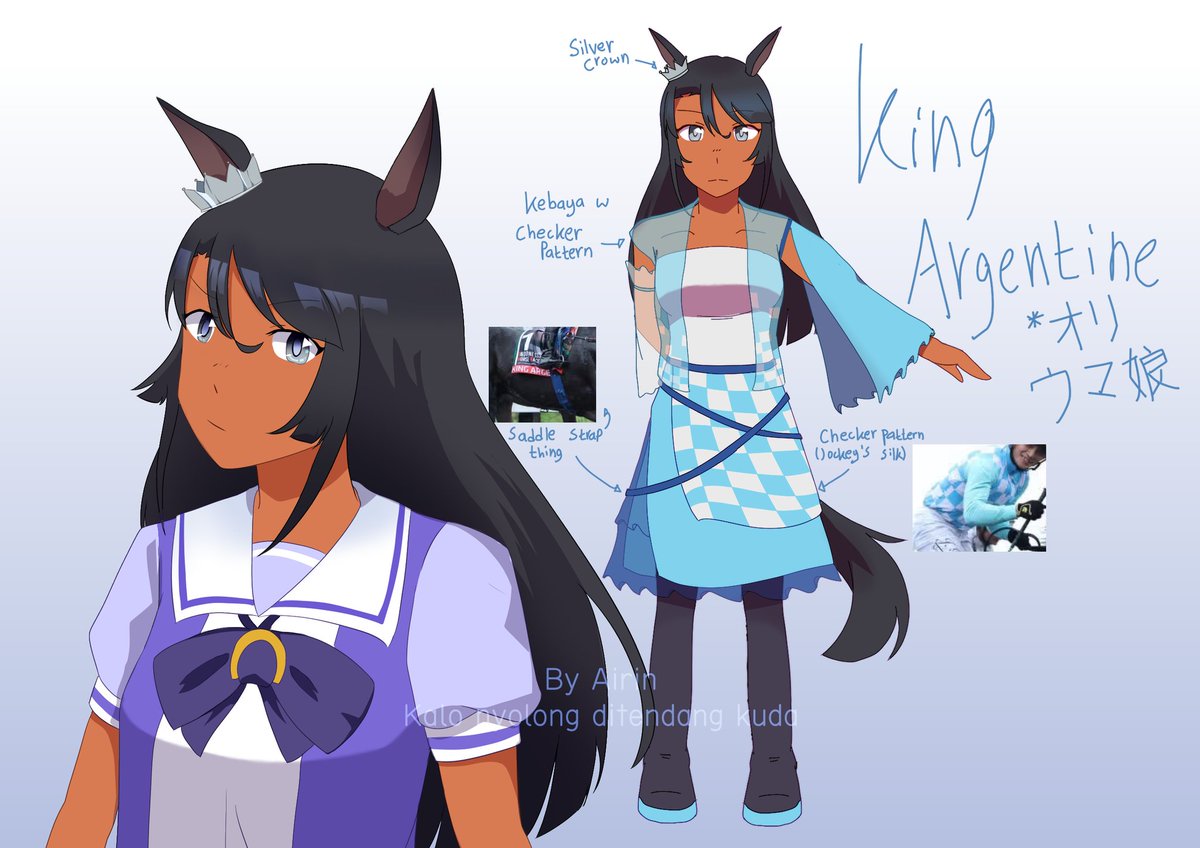 *オリウマ娘//Original #Umamusume design

Does anyone fw my Umafied King Argentine design