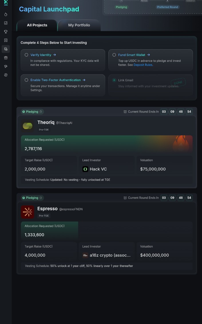 Hodler (@losttrader_1) on Twitter photo ๐ณ Checking out <a href="/KaitoAI/">Kaito AI ๐</a> Launchpad ๐
1๏ธโฃ <a href="/TheoriqAI/">Theoriq</a>
๐ฐ Target Raise: $2M
๐ฅ Raised: $2.78M (oversubscribed)
โ
Vesting: None (fully unlocked at TGE)
Update- they removed vesting.
๐ Valuation: $75M
Lead Investor: Hack VC
2๏ธโฃ <a href="/EspressoSys/">Espresso โ๏ธ</a>
๐ฐ Target Raise: $4M
๐ Valuation: ๐ณ Checking out <a href="/KaitoAI/">Kaito AI ๐</a> Launchpad ๐
1๏ธโฃ <a href="/TheoriqAI/">Theoriq</a>
๐ฐ Target Raise: $2M
๐ฅ Raised: $2.78M (oversubscribed)
โ
Vesting: None (fully unlocked at TGE)
Update- they removed vesting.
๐ Valuation: $75M
Lead Investor: Hack VC
2๏ธโฃ <a href="/EspressoSys/">Espresso โ๏ธ</a>
๐ฐ Target Raise: $4M
๐ Valuation: