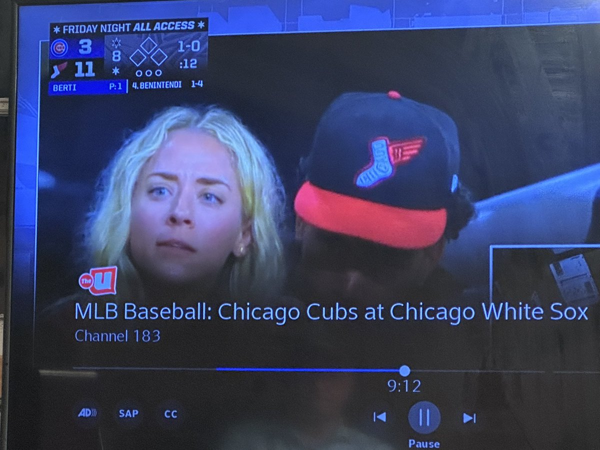 barstoolcarl's tweet image. What’s with the dugout blonde @whitesox
