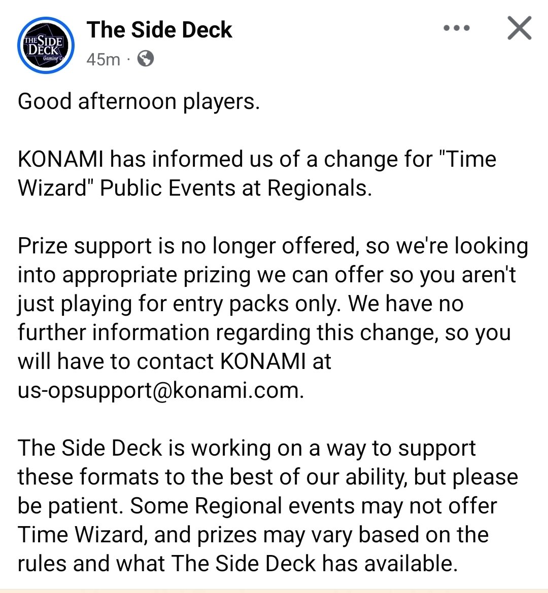 JJPM_YT's tweet image. KONAMI has just removed Prize support from Yu-Gi-Oh Time Wizard events
YOU HAVE GOT TO BE KIDDING ME