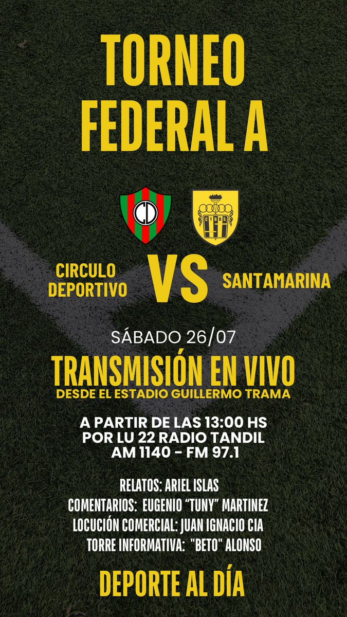 El aurinegro visita al equipo de Otamanedi este sábado desde las 15.  Seguí la transmisión de Deporte al Día desde las 13 horas por LU22 Radio  Tandil AM 1140 y Galáctica FM 97.1 
La Radio, Santamarina, Deporte al Día y  vos... Juntos a la Par!!!
