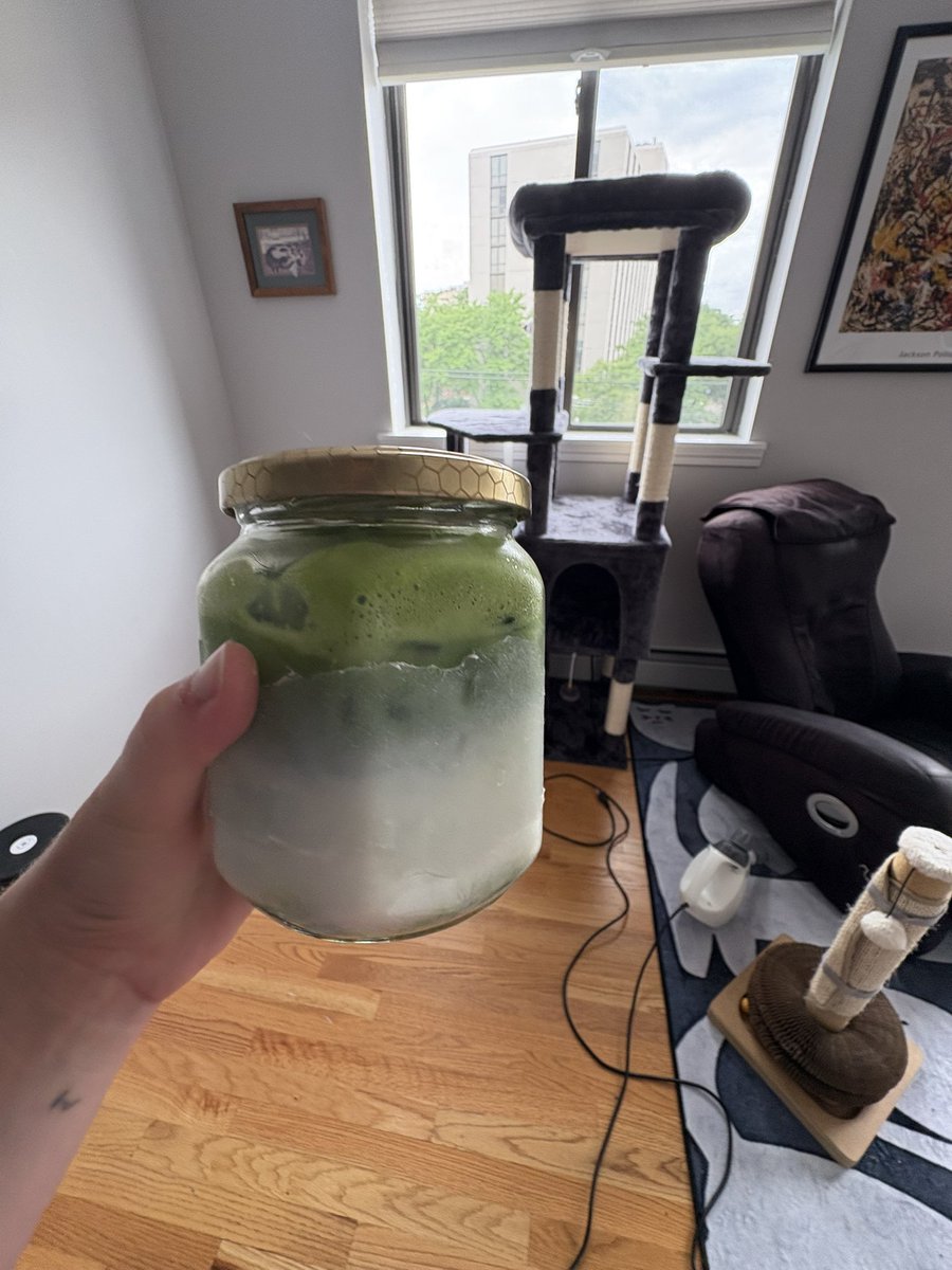 maeziestar's tweet image. pretending like i didn’t get bit by a spider on my neck rn and craving the matcha i had this morning