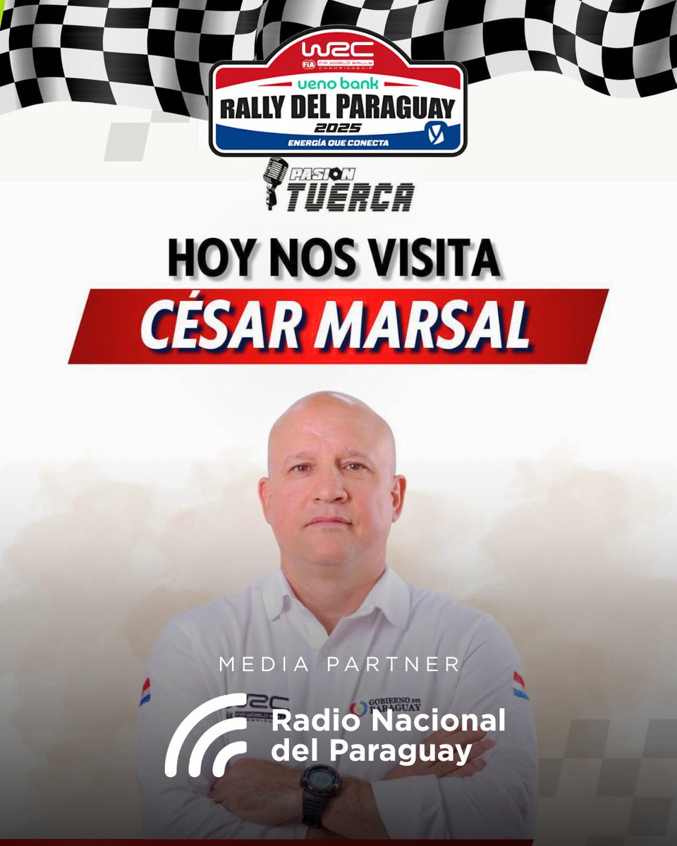 Radio Nacional AM (@rnpy920am) on Twitter photo 📻Hoy en #PasionTuerca a partir de las 20 horas conversaremos con César Marsal, CEO del WRC Rally del Paraguay.
🎙️Vamos a hablar sobre todos los detalles del mayor evento deportivo en la historia de nuestro país.
▶️En Duplex con <a href="/ParaguayTVHD/">Paraguay TV</a>
#WRC2025 #RallyDelParaguay #920AM 📻Hoy en #PasionTuerca a partir de las 20 horas conversaremos con César Marsal, CEO del WRC Rally del Paraguay.
🎙️Vamos a hablar sobre todos los detalles del mayor evento deportivo en la historia de nuestro país.
▶️En Duplex con <a href="/ParaguayTVHD/">Paraguay TV</a>
#WRC2025 #RallyDelParaguay #920AM
