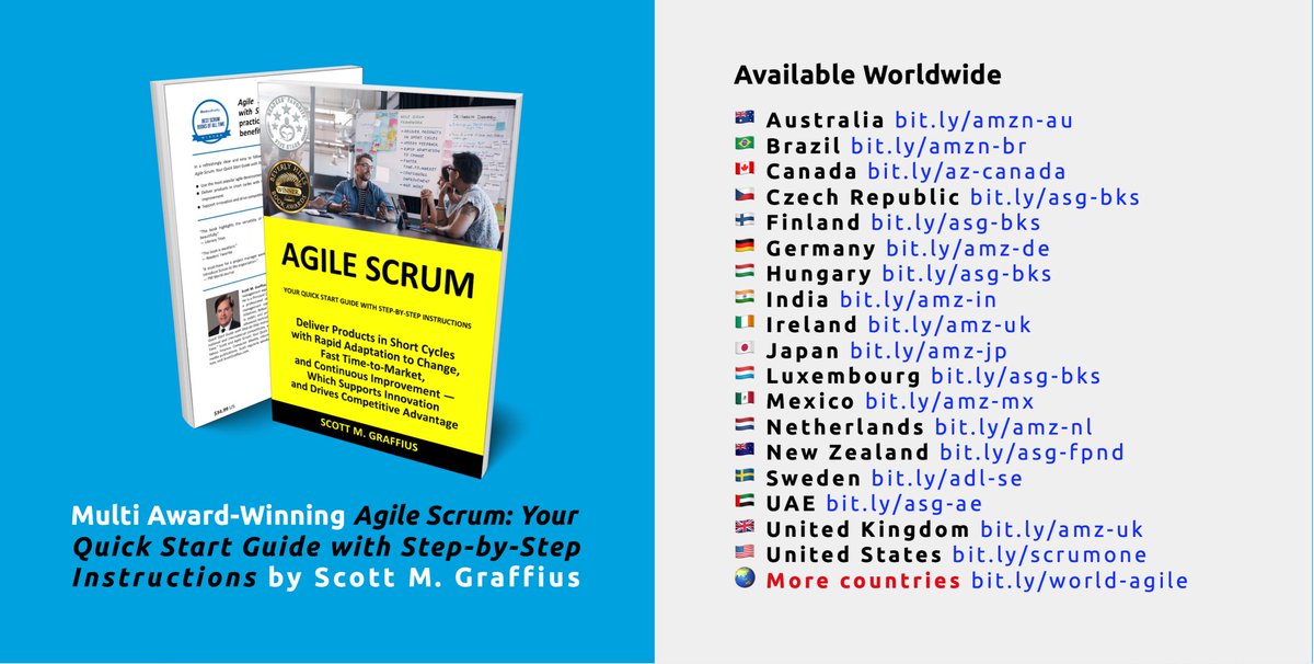 Involved or interested in #Agile #ProjectManagement? Get the award-winning book “Agile Scrum: Your Quick Start Guide with Step-by-Step Instructions”—available worldwide ...

🇭🇺 Hungary bit.ly/asg-bks
🇮🇳 India bit.ly/amz-in
🇺🇸 US bit.ly/scrumone