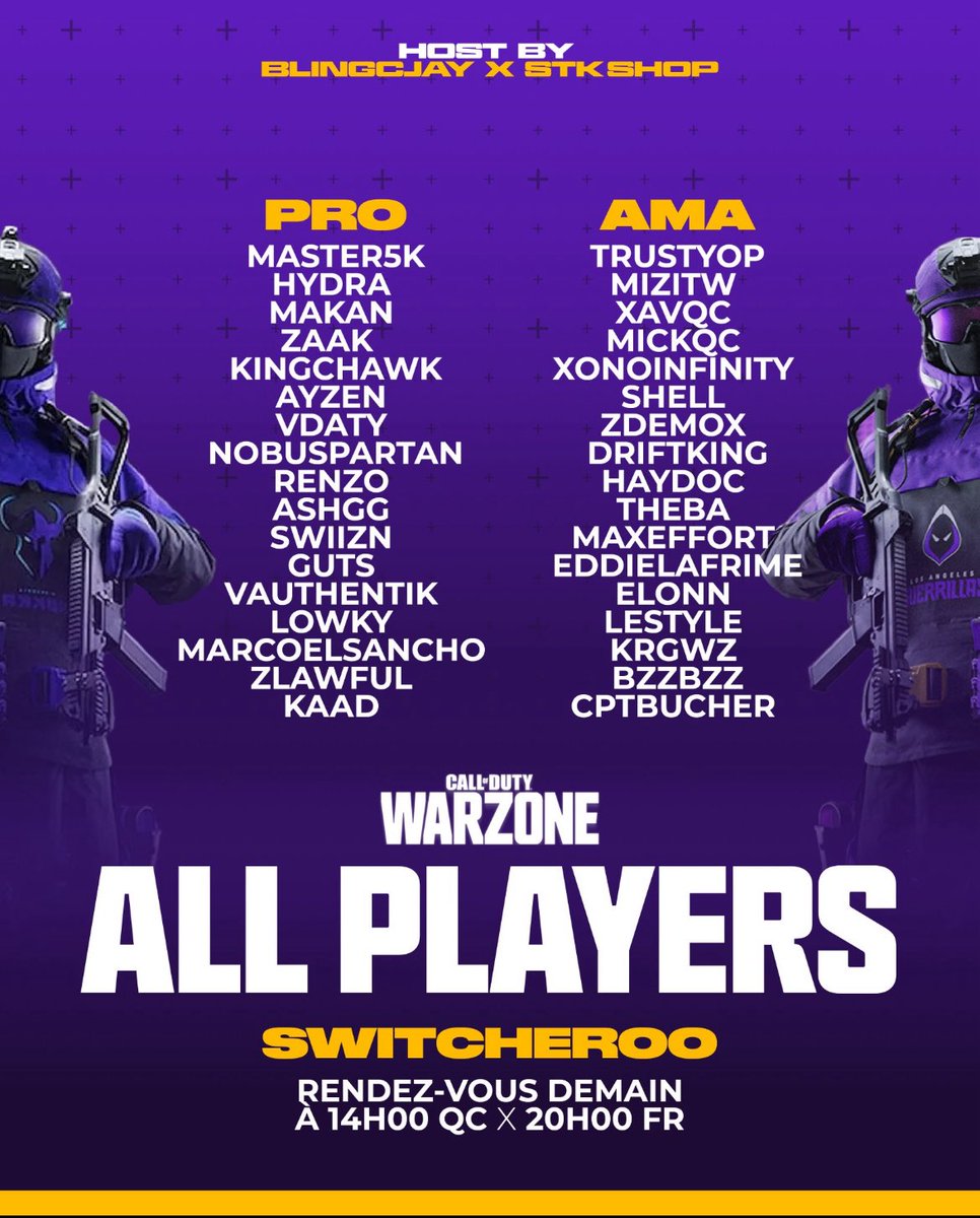 Je participerai demain à 14h sur Twitch !
Merci à <a href="/BlingCjay/">Blingcjay</a> pour l’invitation ❤️
twitch.tv/m1ckqc