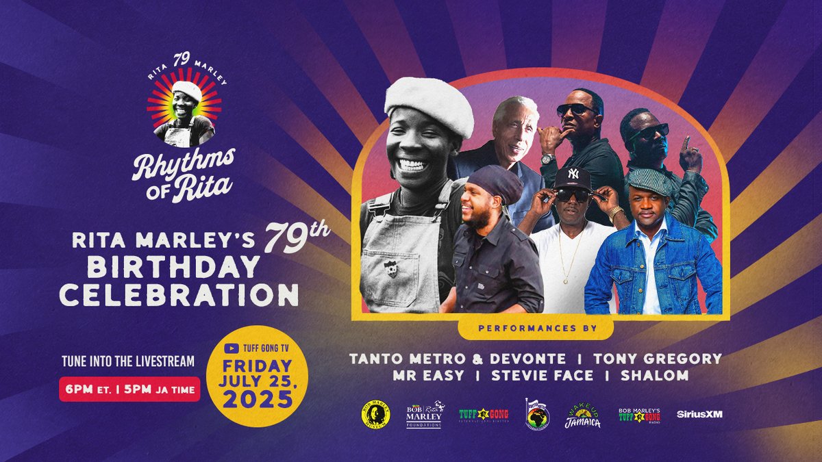 bobmarley's tweet image. Join us in 10 MINUTES for the #RhythmsOfRita livestream celebrating @nanaritamarley's 79th birthday!
📺 ritamarley.lnk.to/livestream2025