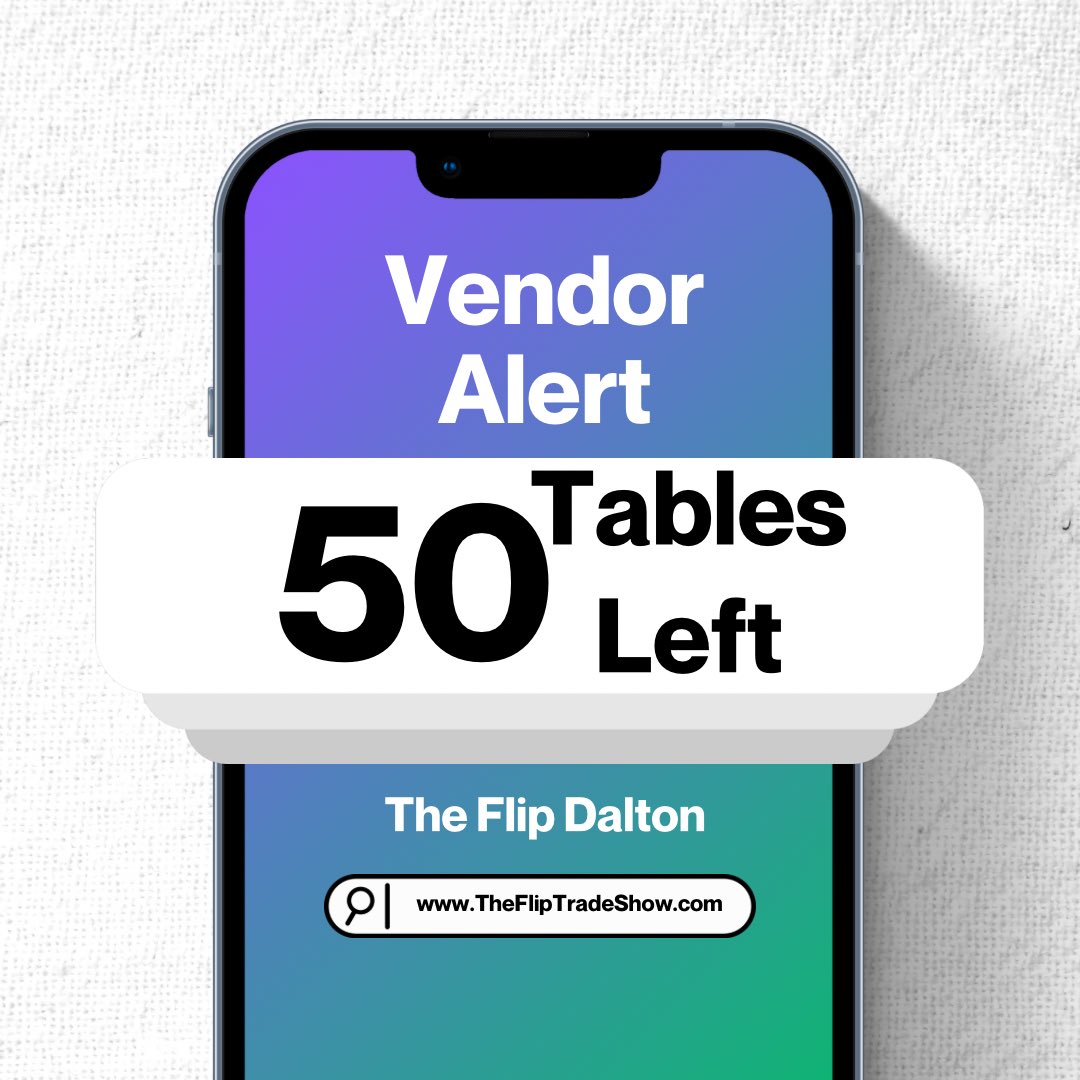 FlipTradeShow's tweet image. 50 Tables left!!
If You or Know Someone that would like to become a vendor at our next show!
Please Email US
Email- TheFlipTradeShow@Gmail.com
Or
Check Out Our Website
thefliptradeshow.com
—
#cardshows #hobby #cardcollection #memorabilia #collectibles #collection