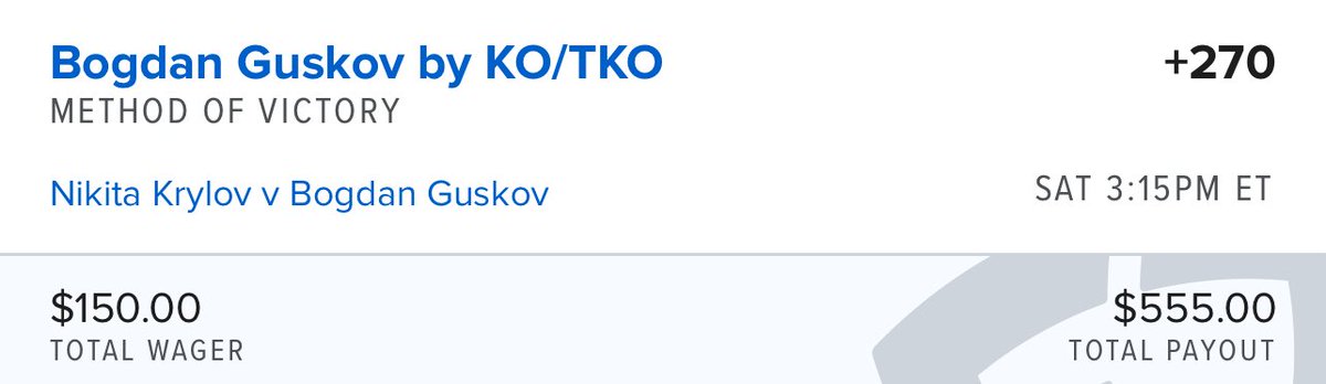 talkbets101's tweet image. UFC Saturday July 26th 🔒
🔹 Martin Buday ML +245 — $75 to win $258.75
🔹 Buday by Points +720 (Boosted) — $25 to win $205.00
🔹 Bogdan Guskov by KO +270 — $150 to win $555.00
🔹 Ribas, Blackshear, Leal Parlay +132 — $100 to win $232.65
🔹 Almabayev ML + Yan by Points Parlay…