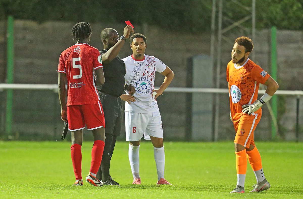 NickyHayesPhoto's tweet image. A big melee in the second half of this evening's @EssexSenior clash between @EnsignOfficial and @SoulTHFC resulted in three red cards in a feisty opening night league encounter which the visitors won 5-2 @CJPhillips1982 Echo.