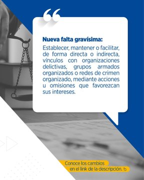 📖 | #ReformasCOFJ 

El artículo 109 del Código Orgánico de la Función Judicial establece las sanciones tipificadas como gravísimas para los servidores judiciales, siendo estas causales de destitución.

🔗 Conoce las reformas aquí: tinyurl.com/529rwzpj

#JusticiaResponsable ⚖️