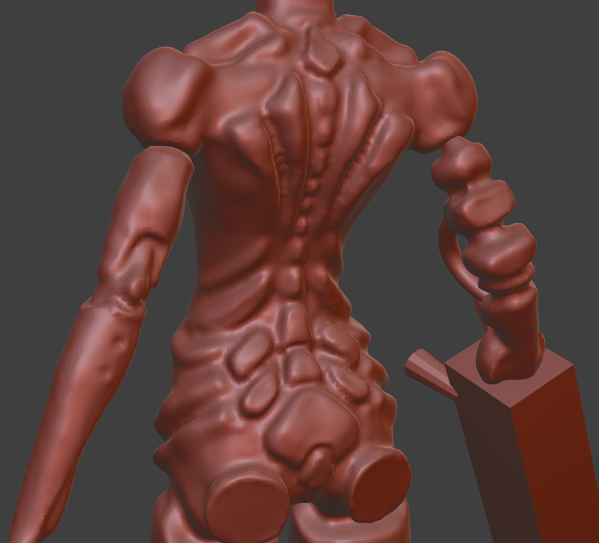 NESFERATU3D's tweet image. Sanakan WIP 6
Slowly locking in the forms of the back. I separated the arms from the body so I can sculpt each individually.
The right arm in particular is proving to be a challenge and I'm likely going to scrap what I have so far to build a new one from cubes and cylinders.…