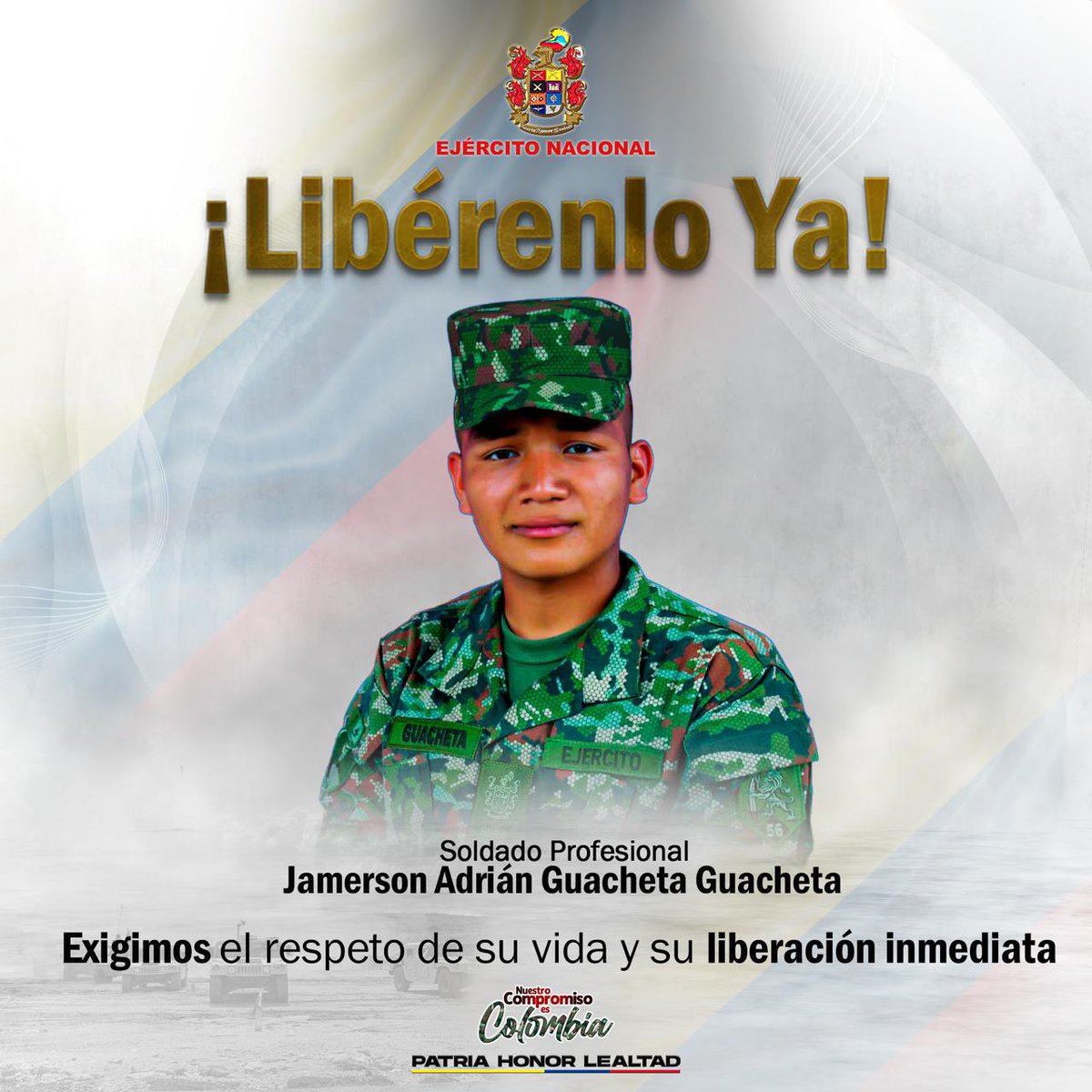 lafm's tweet image. #Noticia | El comando de la Tercera División del Ejército Nacional informó hoy del secuestro de un soldado en el sector rural del municipio de Cajibío en el Cauca. Según esa unidad táctica, se trata de Jamerson Guachetá Guachetá, orgánico del Batallón de Infantería N.º 56, quien…