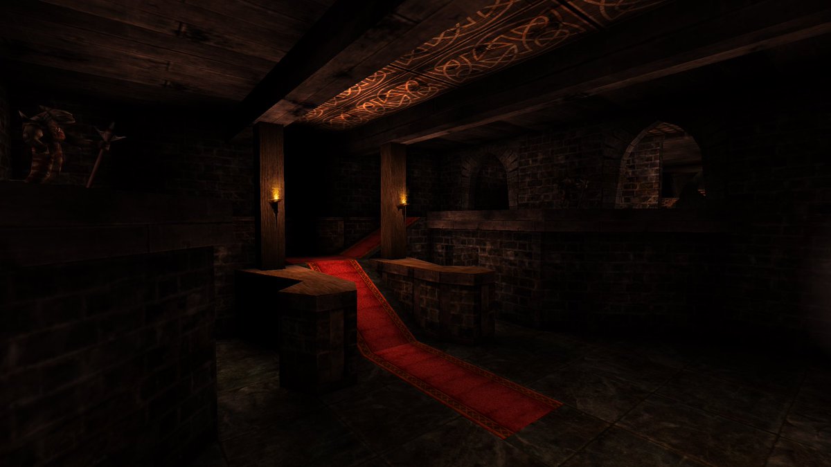 Krull0r's tweet image. Hey there👋🏻🙂
This week I made some good progress for #UnrealRedux
I’m really happy how the entrance hall of NaliCastle turned out.
The wooden floor in this room features a decent glossy visual effect by using a modulated mesh overlay.
Enjoy and have a great weekend 😃