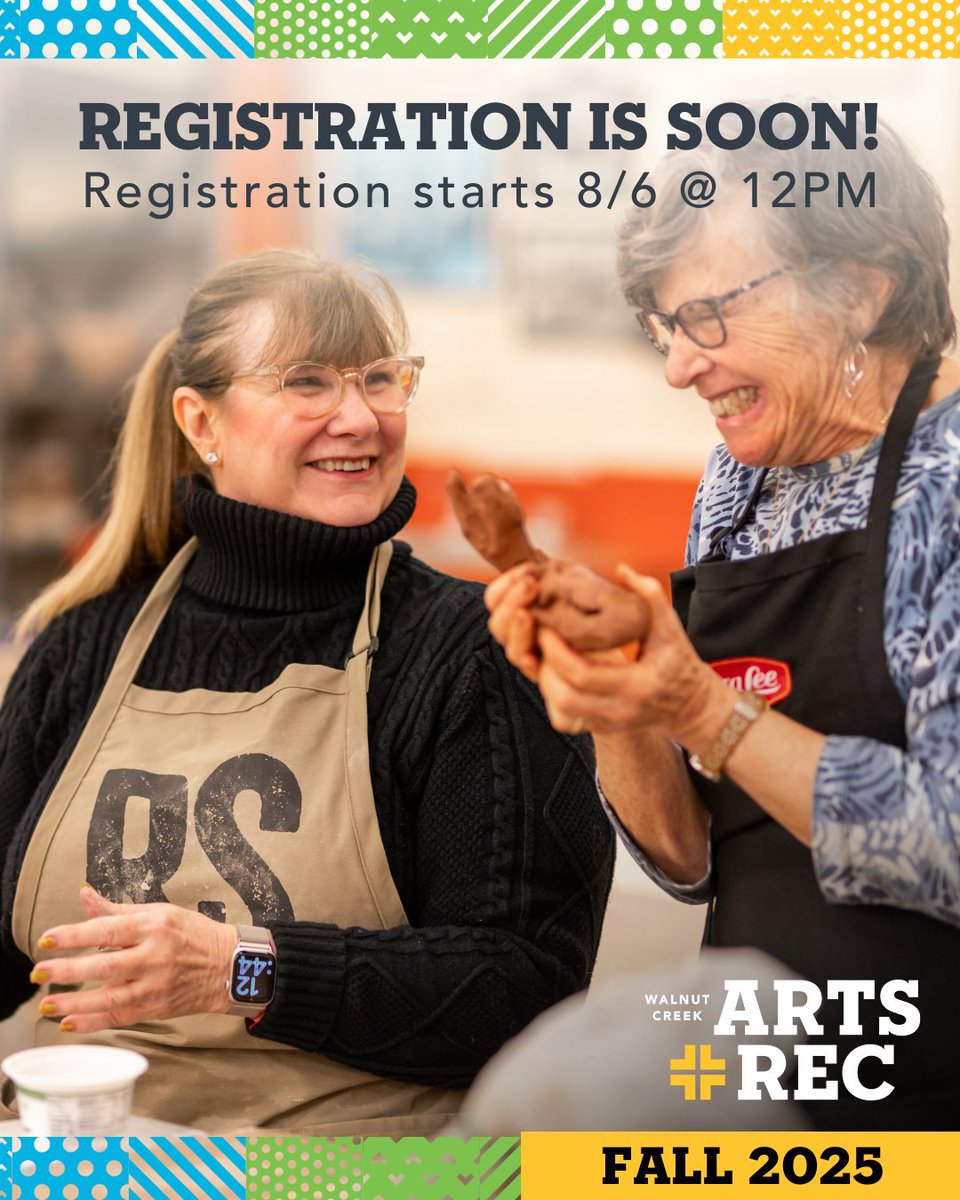 WCArtsRec's tweet photo. Fall Registration is just around the corner! 🗓️ Mark your calendars, registration starts Wednesday, 8/6 at 12:00 PM!  Remember to make sure your account login is up to date. View Classes Online https://t.co/Fh2Wf5NyW0 https://t.co/e6CPw3Bkn5