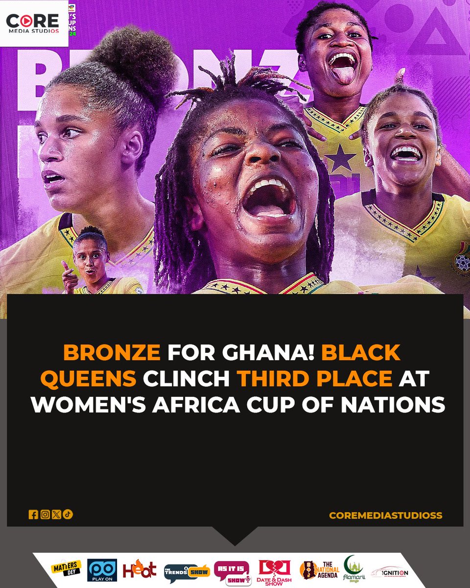 coremediastudio's tweet image. BRONZE FOR GHANA! 🥉 Black Queens Clinch Third Place at #WAFCON2024! 🇬🇭🔥 @GhanaWNT