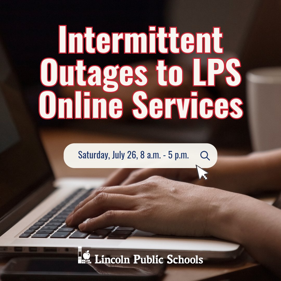 LPSorg's tweet image. ATTN: On 7/26 from 8am-5pm, our internet provider will be conducting required maintenance that will lead to intermittent outages to the LPS website, Online Enrollment Verification, ParentVue, StudentVue, & Kindergarten Enrollment. We apologize for any inconvenience.