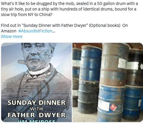 jwmeirose's tweet image. Get "Sunday Dinner with Father Dwyer" (Optional books) On Amazon #AbsurdistFiction #surrealistliterature