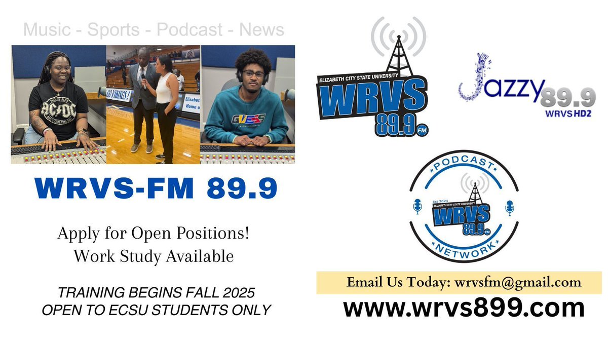 Join the team today. Current #ecsu students may apply. #hbcu #radio #podcast #follow