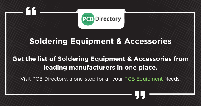 PCB_Directory's tweet image. Looking for the best Soldering Equipment &amp;amp; Accessories for PCBs?

PCB Directory lists top manufacturers for easy comparison. Find what you need here!

Click to learn more: ow.ly/NaRe50UyzRN

#pcb #soldering #equipment #accessories #machines #manufacturers #directory