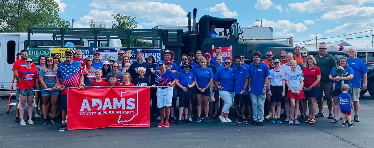 AdamsCoINGOP's tweet image. March with us as we partake in the Berne Swiss Days Parade today, Saturday, July 26th as we meet at Smith Brother’s Parking Lot in Berne. Please be at the line-up by 3:45 pm. Folks may march in the parade or ride in the military truck.
