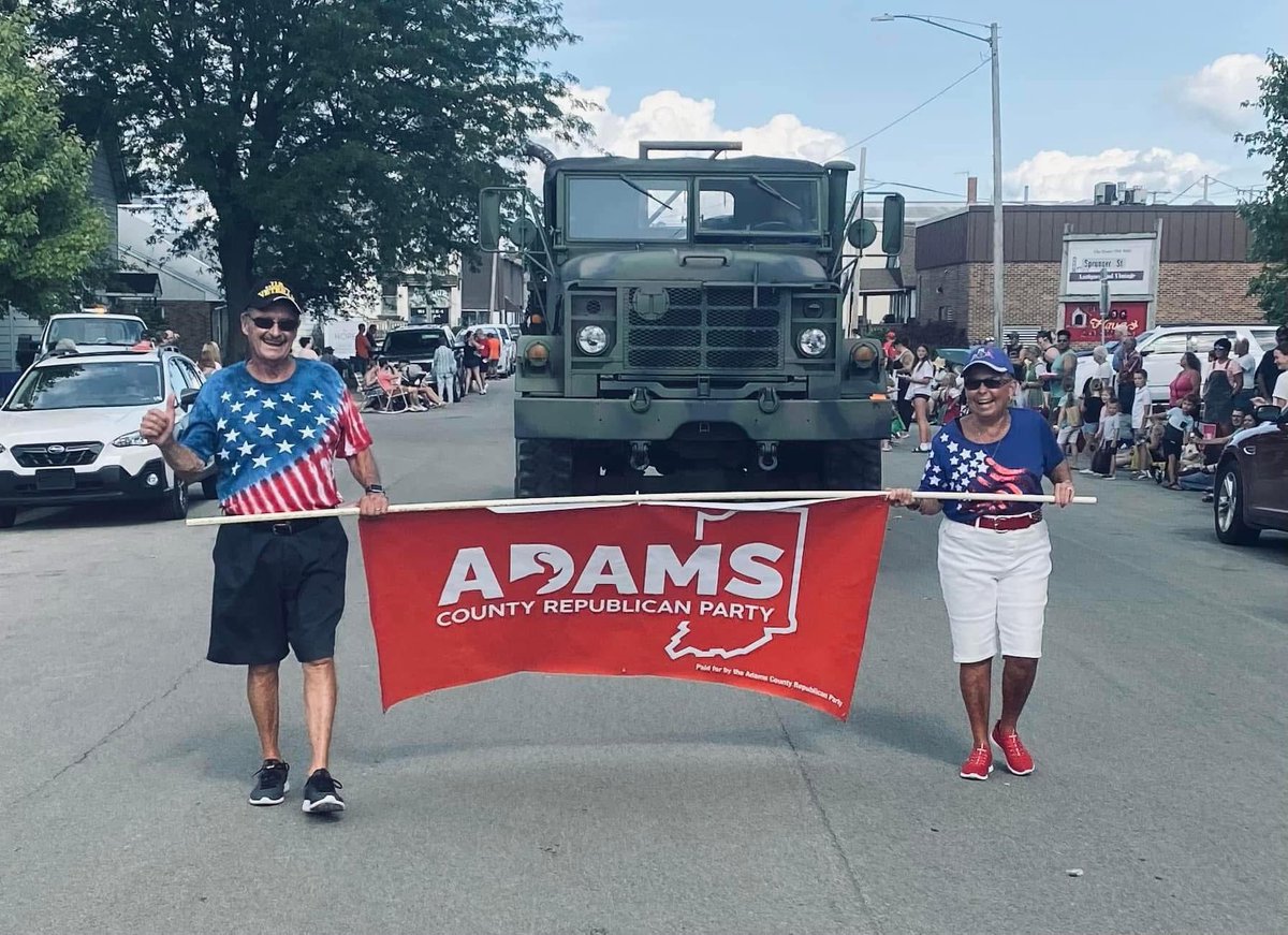 AdamsCoINGOP's tweet image. March with us as we partake in the Berne Swiss Days Parade today, Saturday, July 26th as we meet at Smith Brother’s Parking Lot in Berne. Please be at the line-up by 3:45 pm. Folks may march in the parade or ride in the military truck.