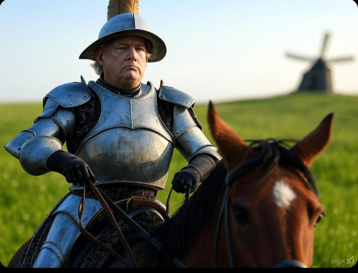 MartinaHemming's tweet photo. @atrupar Don Q-uixote fighting windmills wherever he goes.
#TrumpIsAnAss https://t.co/eabD0sG65h