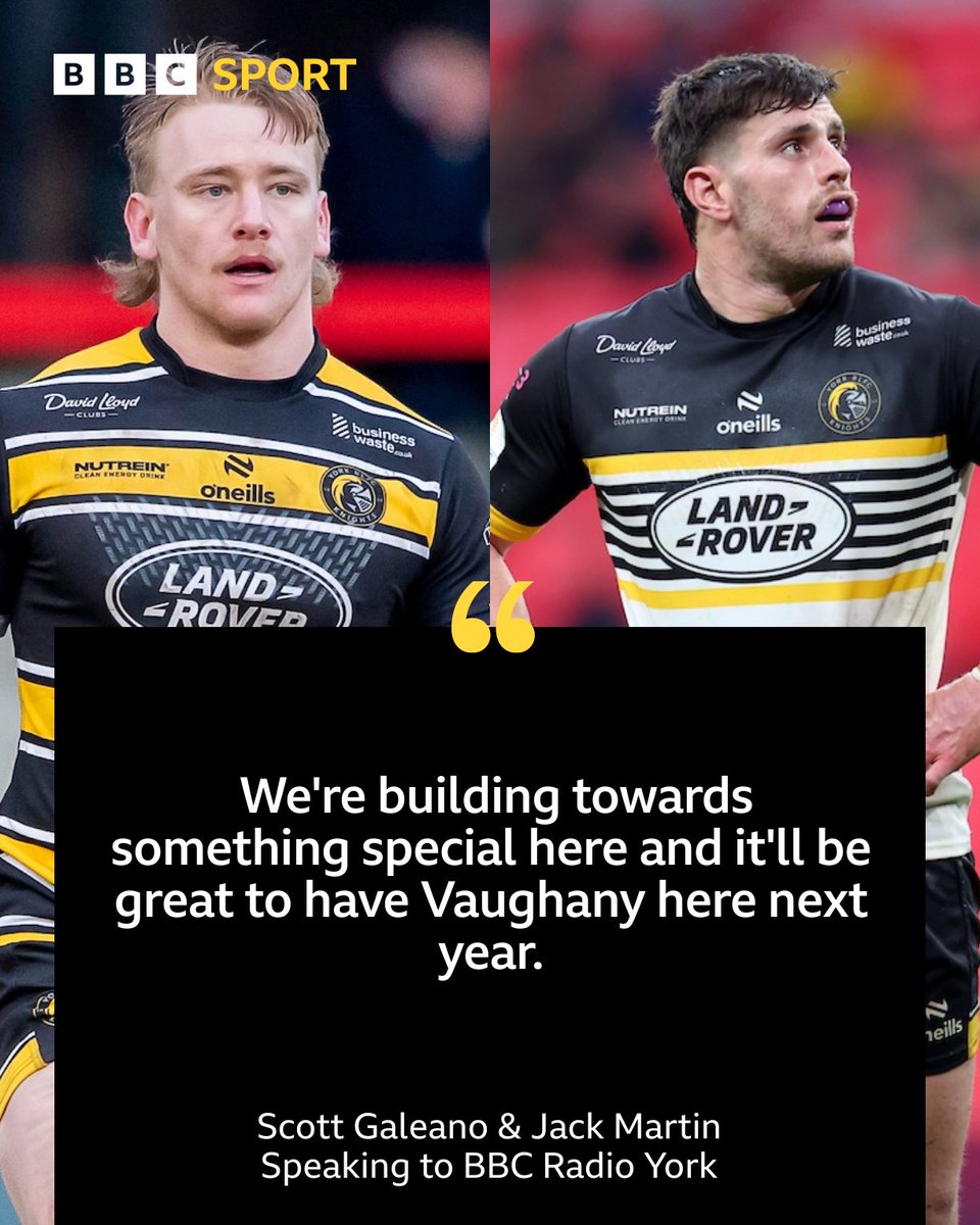 BBCYorkSport's tweet image. π Hear from both Scott Galeano & Jack Martin....
π The @YorkRLFC duo speak to @BBCYork after their 19-12 win over Halifax Panthers.
Including their reaction to Paul Vaughan joining the Knights for 2026.
Listen: π bbc.in/3U0qMtB
#bbcrl