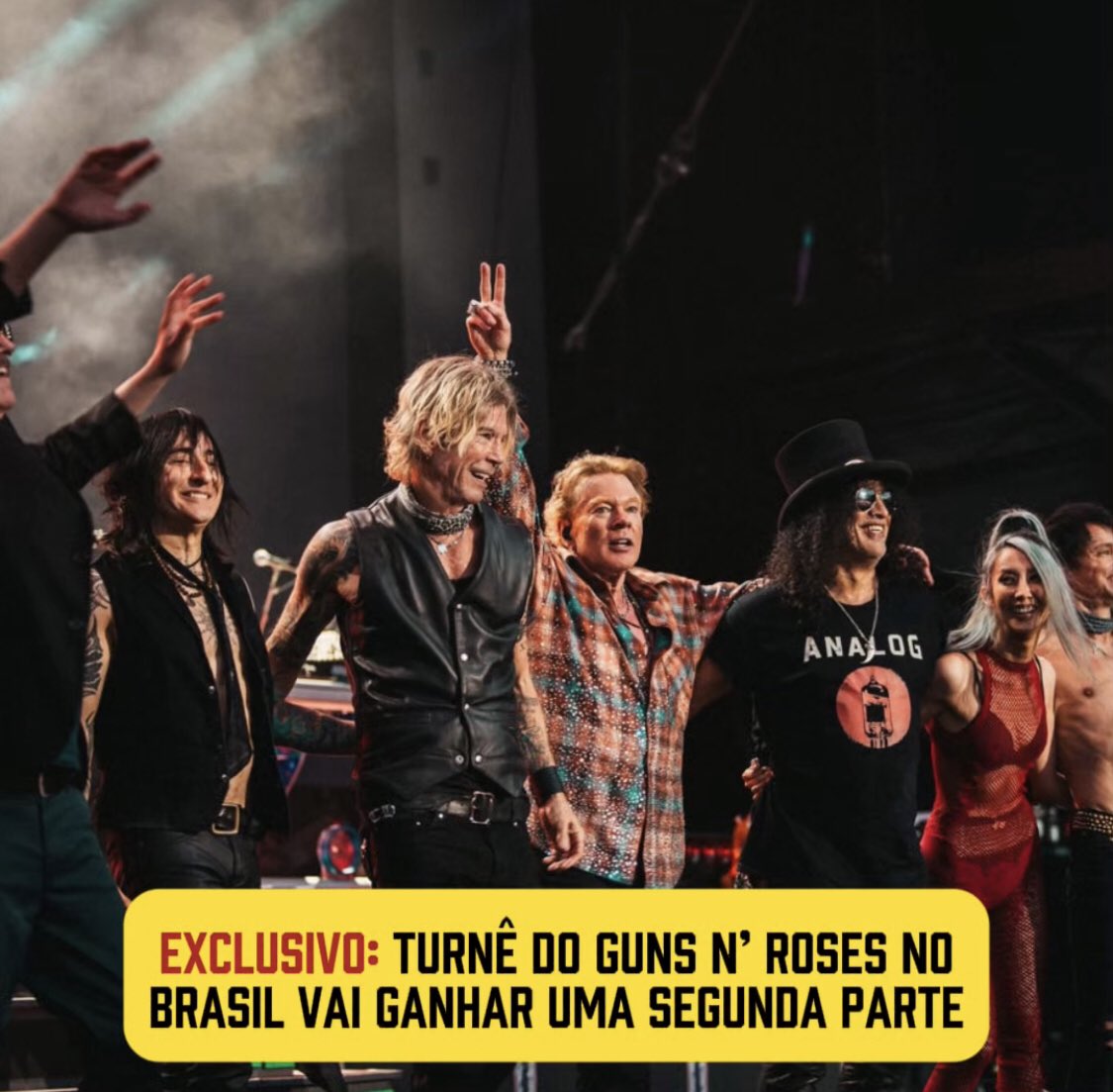 gnrnewsbrasil's tweet photo. A turnê do Guns N’ Roses ganhará mais shows no Brasil e deve se tornar a maior passagem que a banda já fez no nosso país. Devido toda a repercussão positiva da apresentação em Cuiabá, a banda vai visitar outras cidades que geralmente ficam fora da rota de shows internacionais https://t.co/VFP7DDel7C