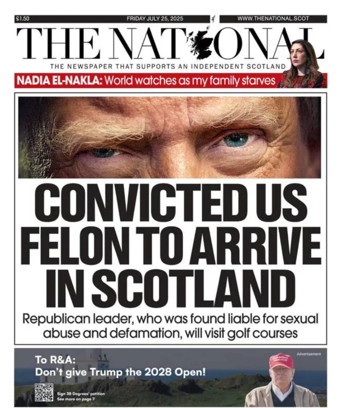 Scot newspaper welcomes Trump as 'convicted felon'...