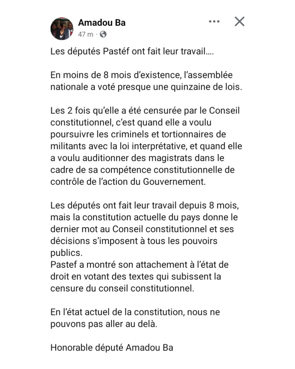 ‼️ Honorable Amadou Ba ✍️