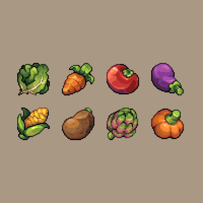 RunninBlood's tweet image. 32x32 Veggie Icons!
#pixel #art #pixelart #game #dev #gamedev
