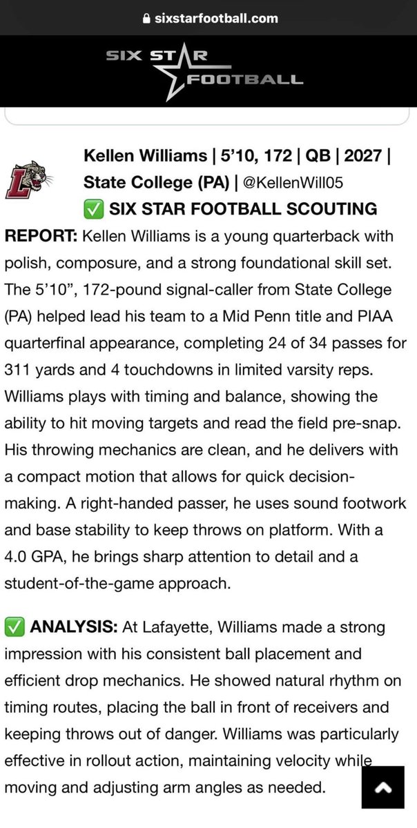 Kellen Williams (@kellenwill05) on Twitter photo Thank you Six Star Football!
Season almost here and ready to work with my teammates. <a href="/SCoachLintal/">Coach Matt Lintal</a><a href="/statehighfball/">State College Football</a>
<a href="/sixstarfootball/">Six Star Football | PLUS+</a> <a href="/PaFootballNews/">Pennsylvania Football News</a> <a href="/PRZVicCastillo/">VicCastilloPRZ</a> Thank you Six Star Football!
Season almost here and ready to work with my teammates. <a href="/SCoachLintal/">Coach Matt Lintal</a><a href="/statehighfball/">State College Football</a>
<a href="/sixstarfootball/">Six Star Football | PLUS+</a> <a href="/PaFootballNews/">Pennsylvania Football News</a> <a href="/PRZVicCastillo/">VicCastilloPRZ</a>