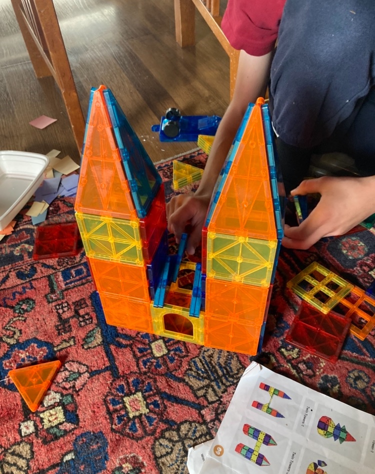 t_straighter's tweet image. - On a whim, borrowed a MagnaTiles set from the library’s Library of Things while I was returning stuff earlier
- Gave it to the kids, who are now building a MagnaTiles cathedral.