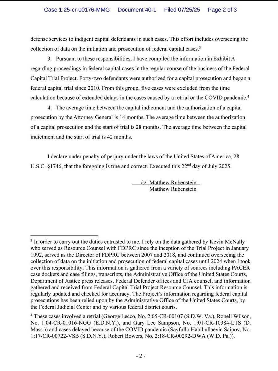 TheLMChronicle's tweet image. 🚨An “Exhibit A: declaration of Matthew Rubenstein regarding preparation time in cases authorized for the dp” has been uploaded.