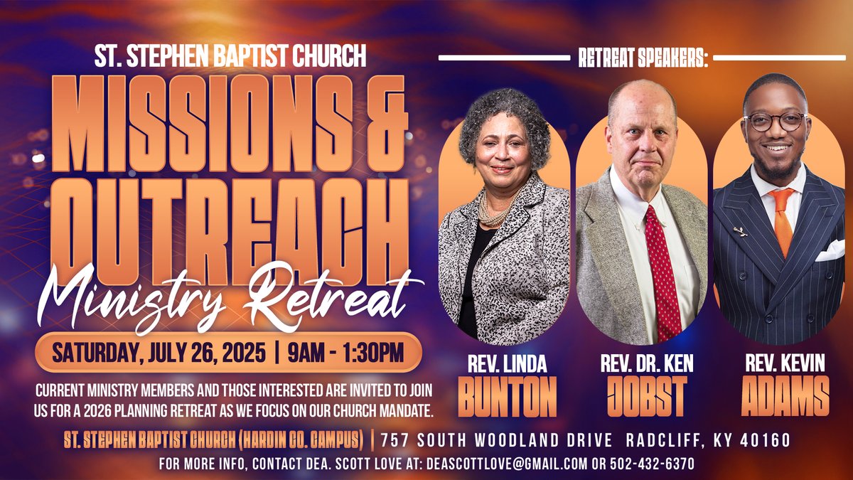 ssclive's tweet image. Join us Saturday, July 26 | 9AM–1:30PM at SSC Hardin County for a dynamic retreat focused on our 2026 Church Mandate.
📷757 S. Woodland Dr., Radcliff, KY
📷 Info: deascottlove@gmail.com
#ssclive #HardinCounty #mission #outreach @KWCosby