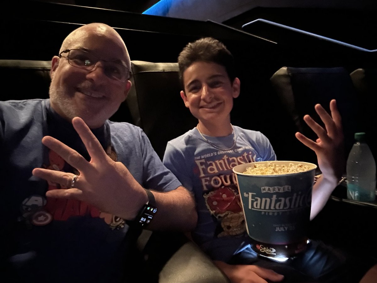 pvisco28's tweet image. Tonight’s movie @AMCTheatres with my little man @KidCollectible is #FantasticFour !! Sadly they were sold out of the $80 Galactus Popcorn Buckets. 🍿🎬