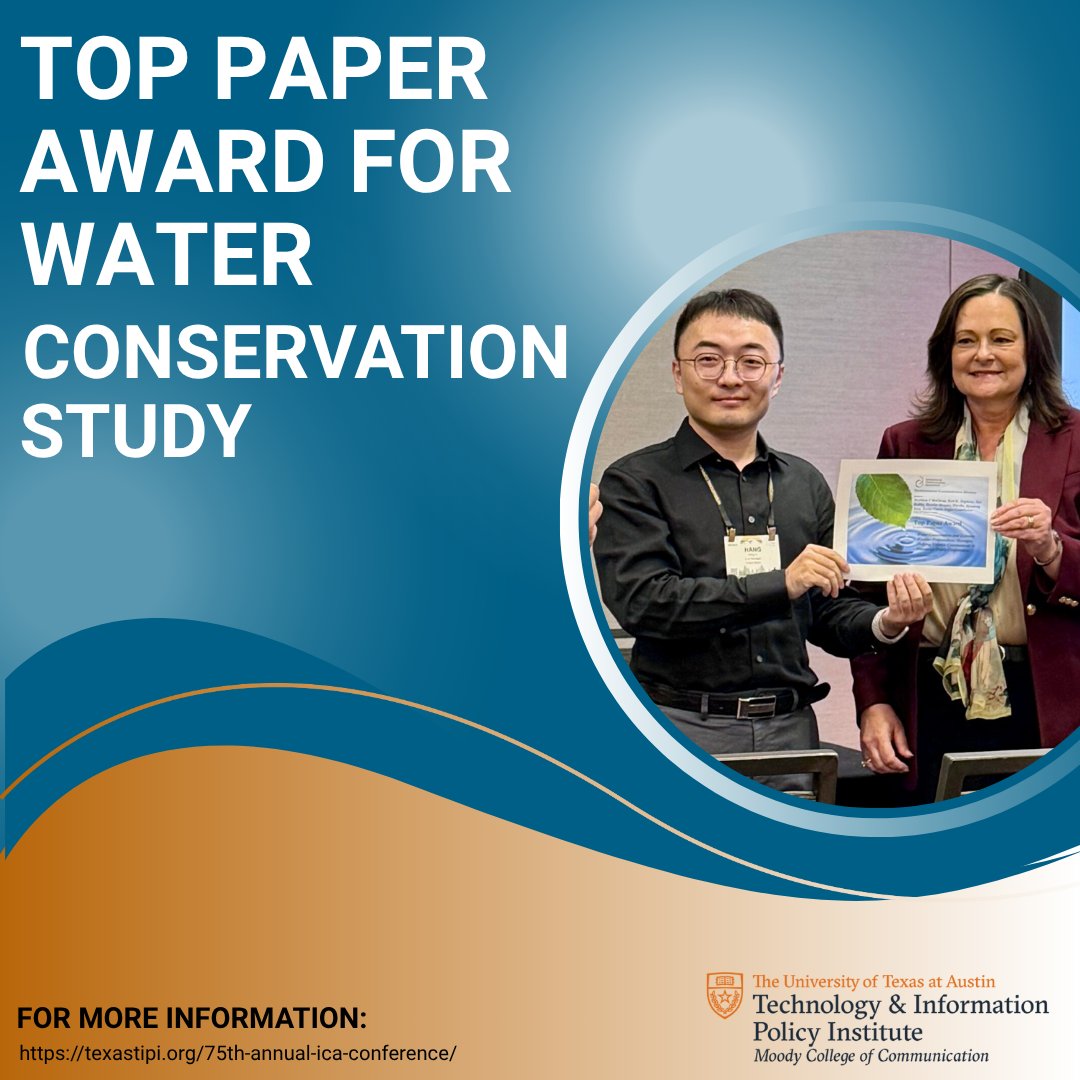 Big news! A TIPI research team won a Top Paper Award from ICA for work on water conservation &amp; extreme weather comms. Funded by NSF, the El Paso-based study shows how culturally inclusive messages boost trust &amp; cooperation. Congrats to the team! 🎉 #WaterConservation #ICA25