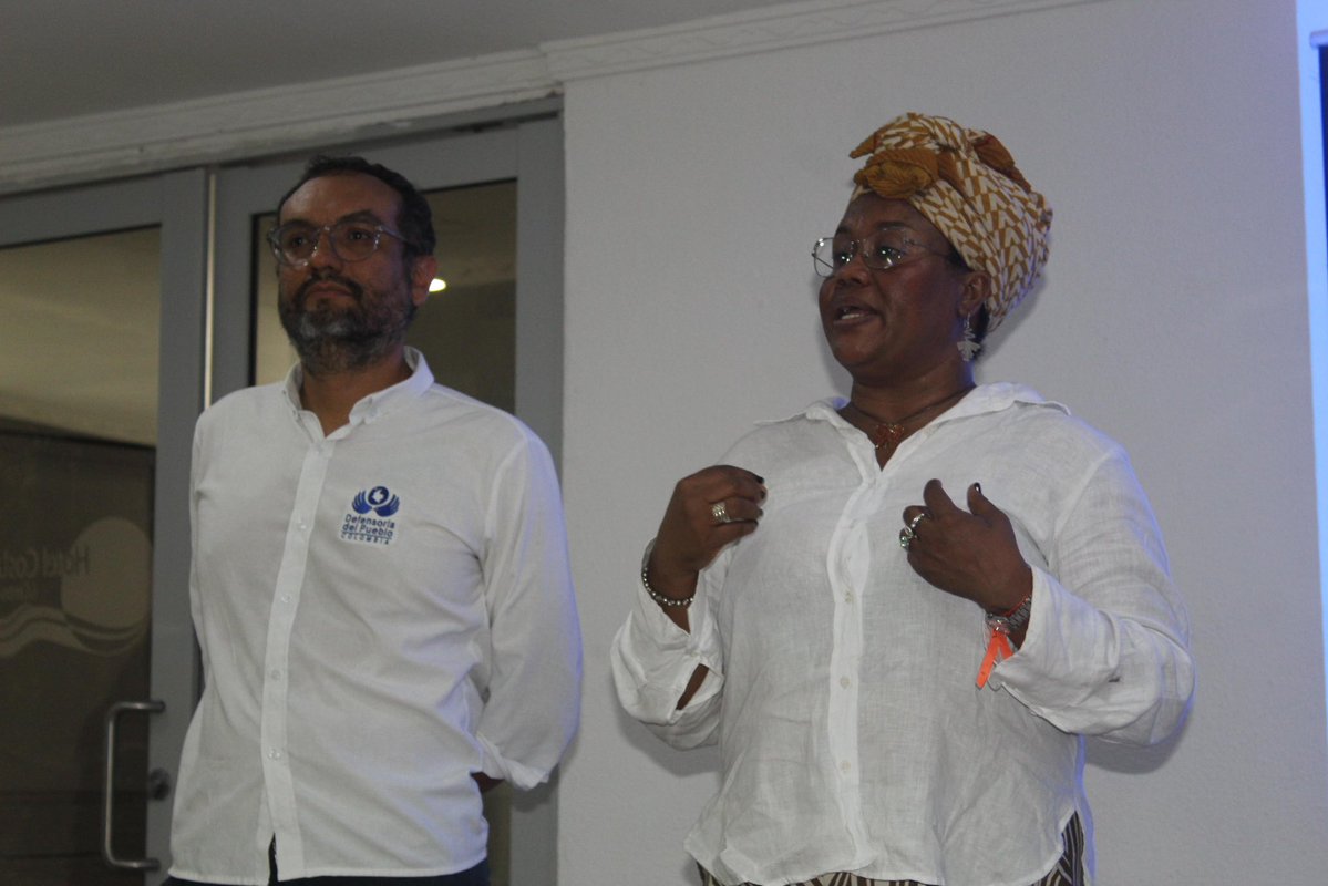 DefensoriaCol's tweet image. Velamos por la dignificación del trabajo doméstico
En Cartagena acompañamos a la Unión de Trabajadoras Afrocolombianas del Servicio Doméstico (UTRASD) y a la Intersindical del Trabajo Doméstico, en la presentación de propuestas que buscan dignificar la labor de miles de…